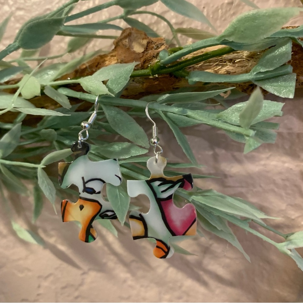 Handmade puzzle earrings - Picture 5 of 10